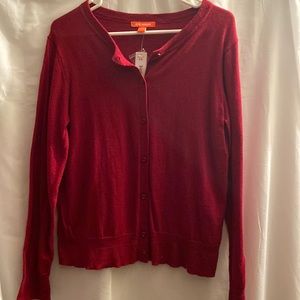 Ladies cranberry button up cardigan in size large Brand New with tags